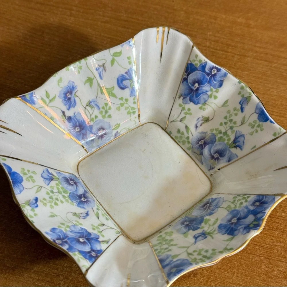 Royal‎ Albert Floral Square Dish - Blue and Gold